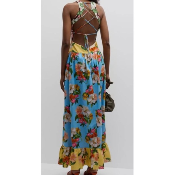 US 4-6 Borgo De Nor Amara Linen Corset-Back Sleeveless Maxi Dress Oceana Floral - Picture 3 of 3